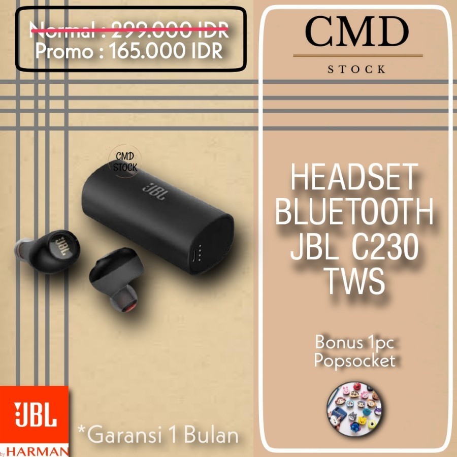 Headset Bluetooth JBL C230 Pure Bass True Wireless Earphone Earbuds Original