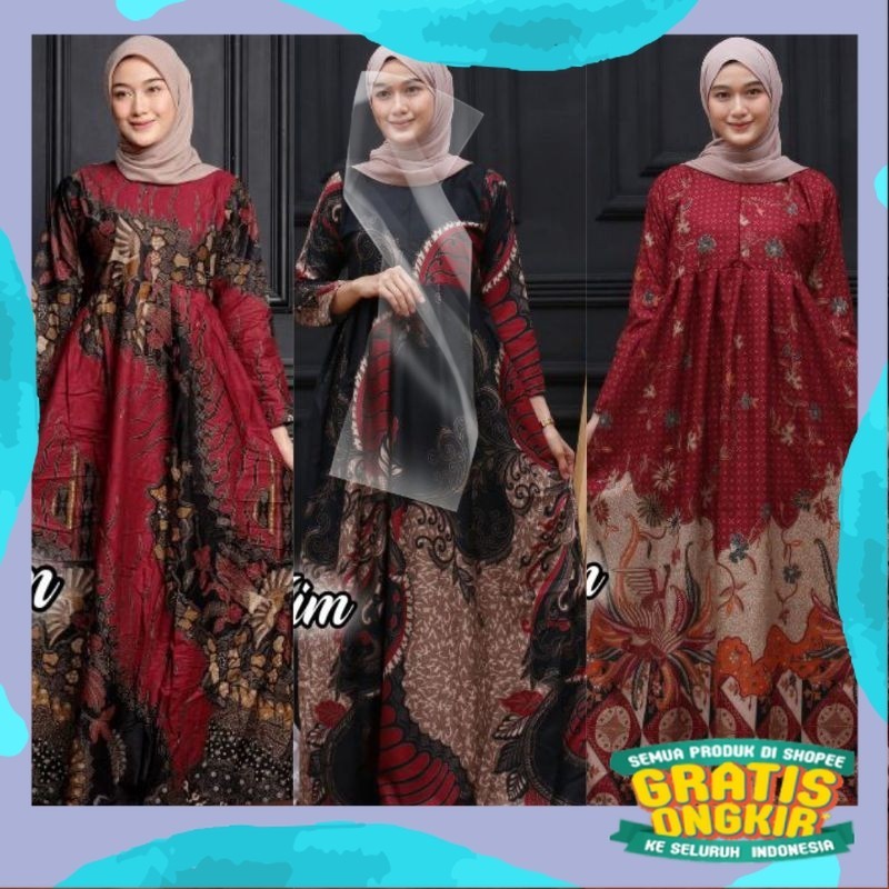MS GAMIS BATIK SRIWEDARI MAXI STANDAR JUMBO LD 120 BUMIL/BUSUI KATUN/pink fanta