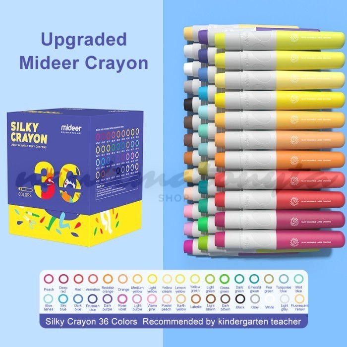 

Mideer Washable Silky Crayon 24 / 36 Krayon Warna Anak Mudah di Hapus - 36