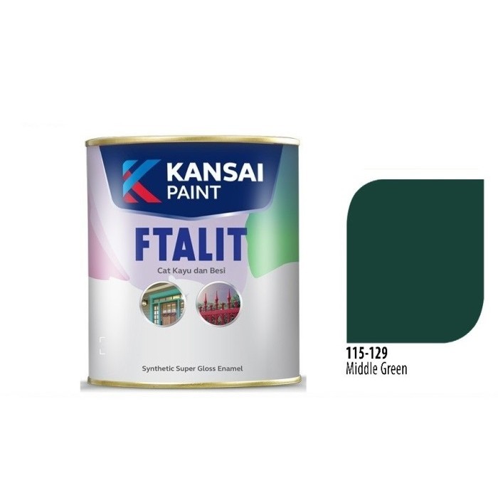 Cat Ftalit 129 Middle Green Kansai 1 Ltr / Cat Kayu & Besi / Cat Hijau