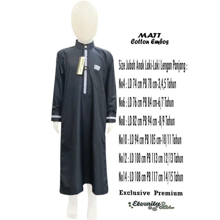 Baju Gamis Anak Remaja Jubah Anak Laki-laki ETERNITY - Hitam, 4