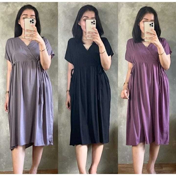 Terlanjur Murah  Daster Rayon Kimono Pendek Polos Busui Model Terbaru Tali Samping Cotton Rayon Poll