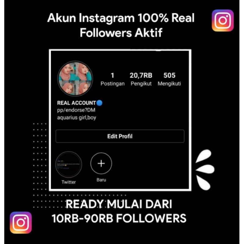 PROMO akun instagram 10k-50k foll real indo(best seller)