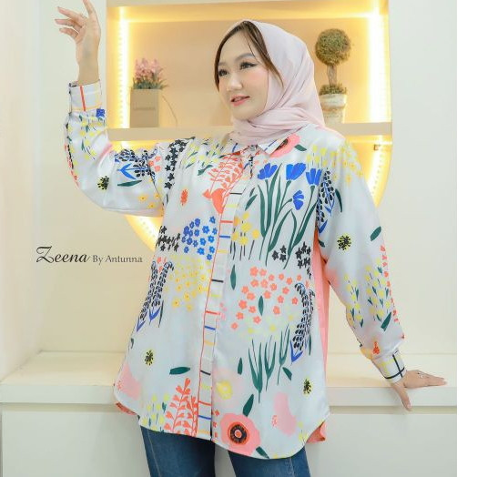Kemeja Viral Antunna /Atasan Motip | Silk Premium | ZEENA by Antunna