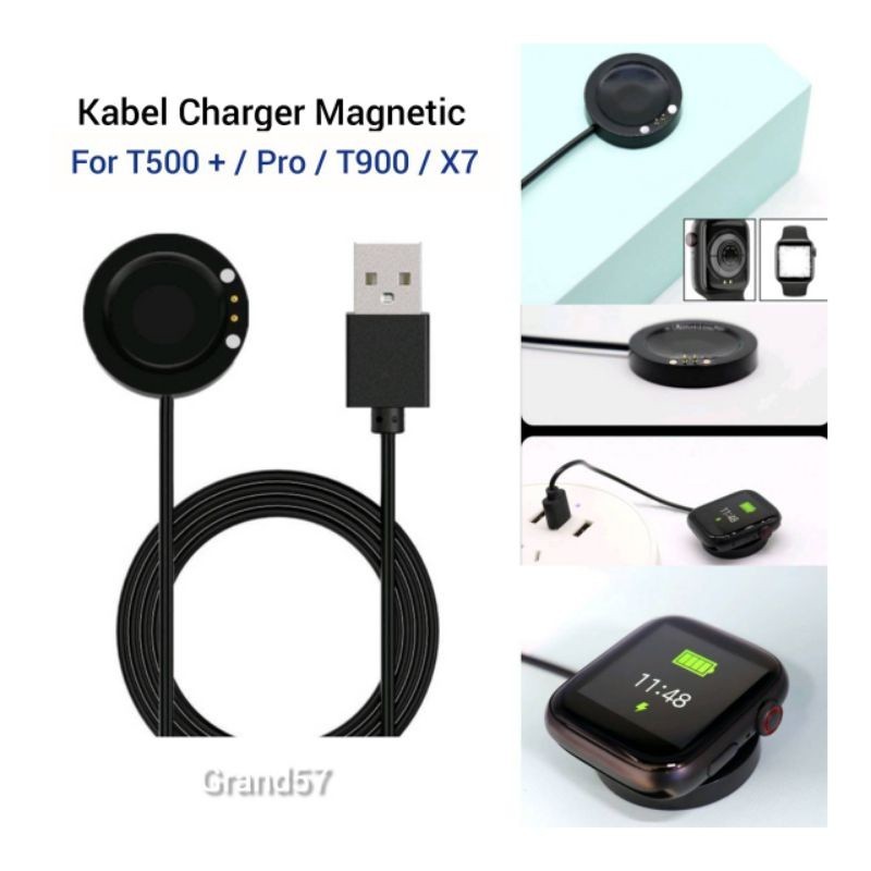 Kabel Charger Power Smartwatch Jam Tangan T500 Pro + T500+ Plus T900