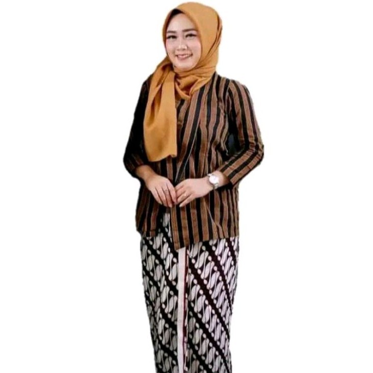 LURIK JAWA Setelan Baju Kebaya Lurik Adat Jawa dan Jarik Instan