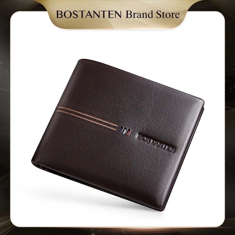 BOSTANTEN Dompet Kulit Pria Lipat Sapi Asli Original branded 100% Hitam/Cokelat