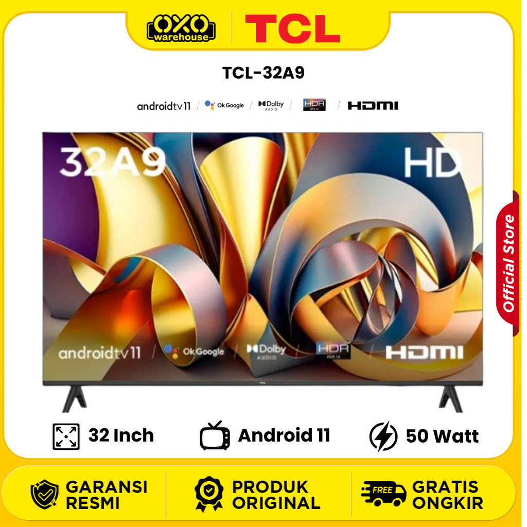 TCL 32 Inch Smart TV 32A9- Android 11 - FHD - Dolby Audio -  Google Play/Netflix/Youtube -  Wifi/Bluetooth/HDMI/USB (Model: 32A9)
