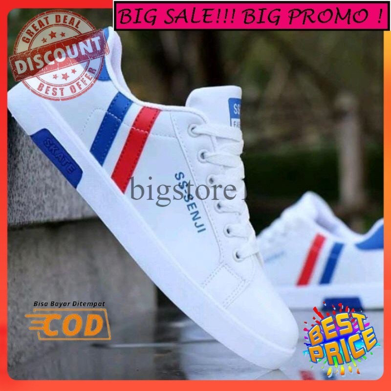 PROMO sepatu sneakers putih & hitam pria fashion casual ss senji  terlaris sepatu pria terlaris sepa