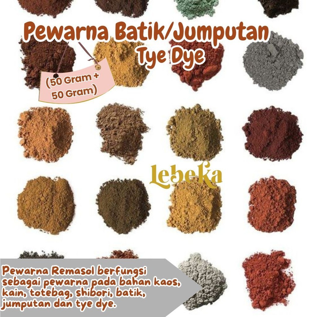 

100gr PEWARNA BATIK/ JUMPUTAN/TIE DYE (50GR+50GR)PEWARNA REMASOL