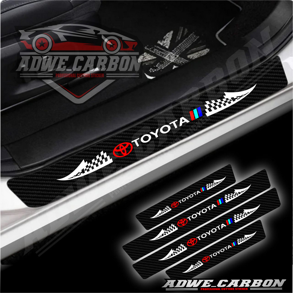 Sticker Pelindung Sill Plate / Stiker Pelindung Pijakan Lantai Pintu Mobil untuk Toyota Avanza Rush Calya Fortuner Innova