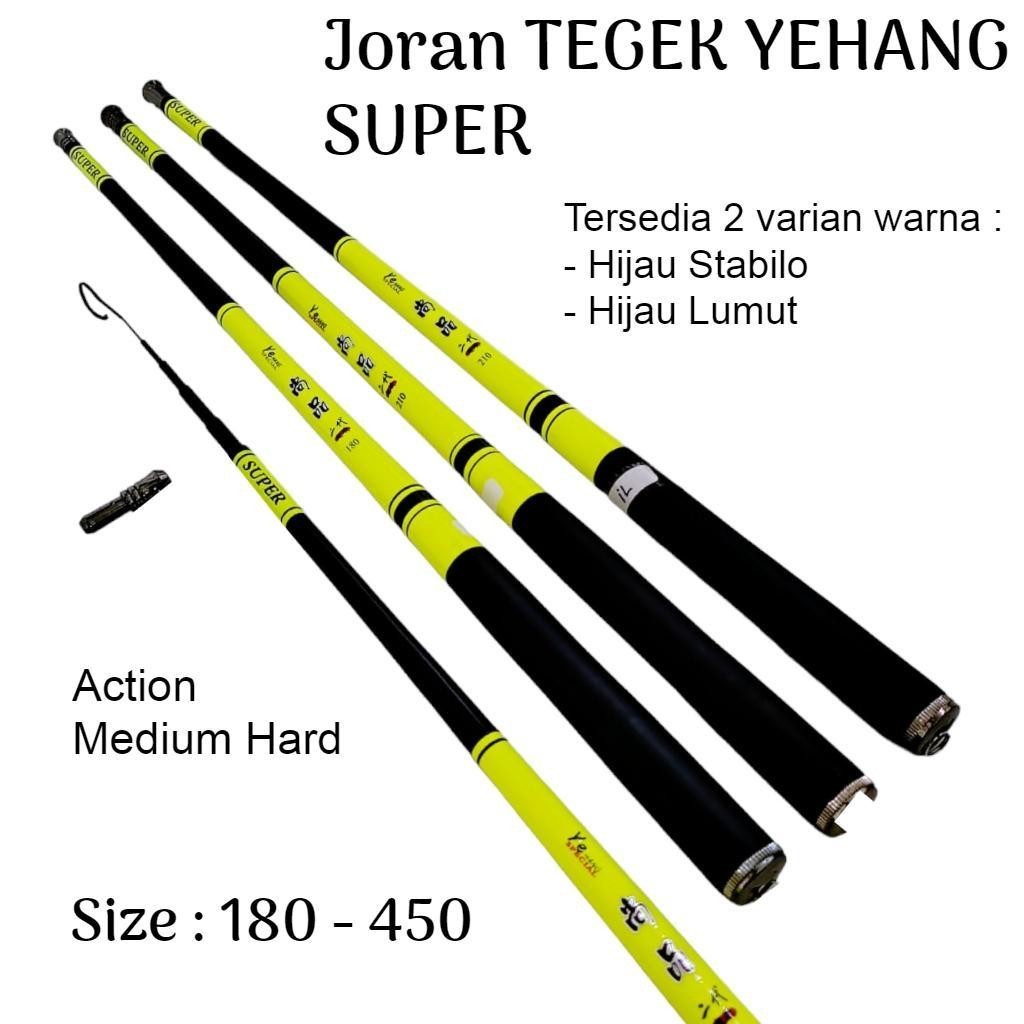 Yehang Super 180 210 240 270 360 450 Joran Tegek Carbon Action Medium Hard Warna Hijau Lumut Stabill