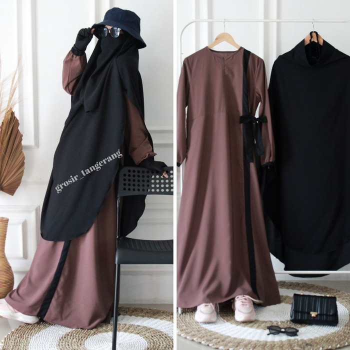 Gamis set syari  free cadar karet - Gamis set murah  - Lilac