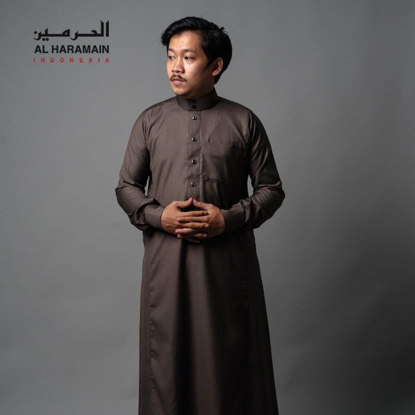 bisa cod gamis AL Haramain Jubah / Gamis Pria Dewasa Premium Wol (07 D) | Abu Tua | Coklat Tua 1