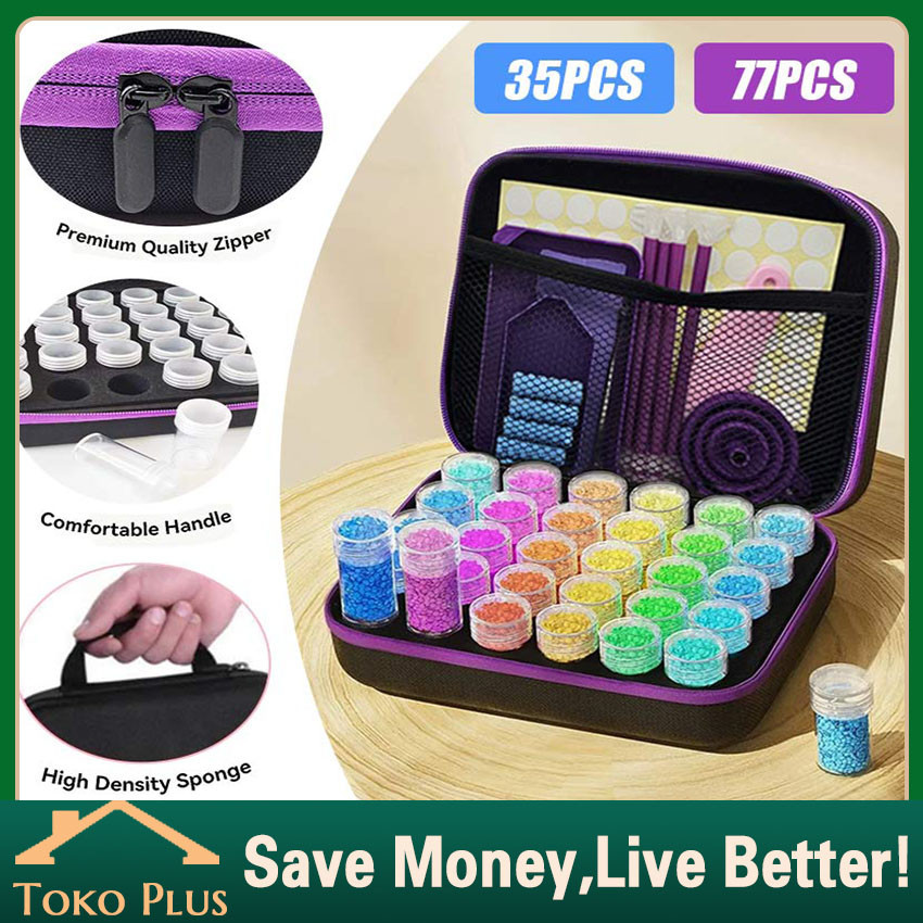 

77Pcs 5D DIY Diamond Painting Set Tool Kit / Peralatan Alat Tray Pen Glue Accessories Alat Diamondpainting Beads