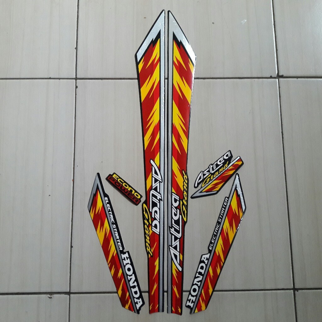 sticker striping motor astrea grand 93 limited edition merah kuning