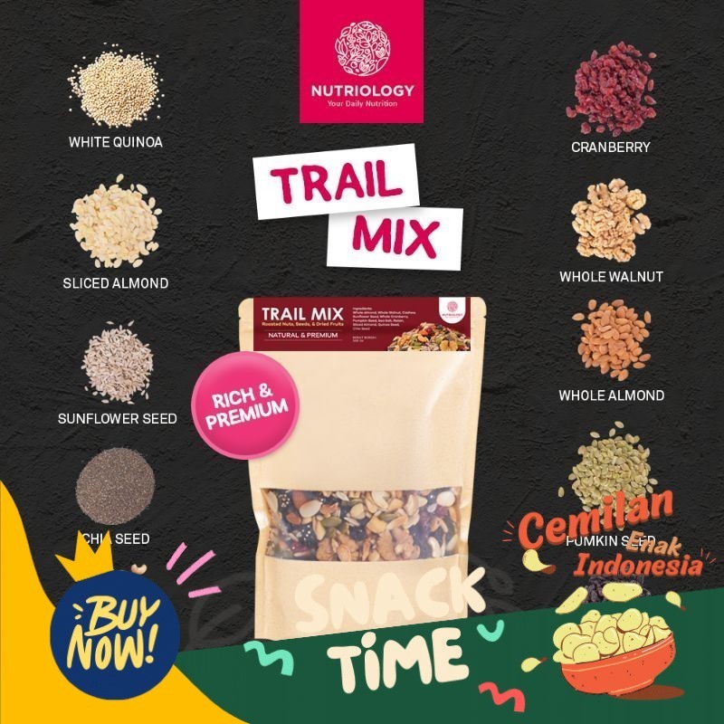 

Special Diskon Trail Mix Nutriology 500 gr Roasted Nut Seed Dried Fruit Cemilan Enak Diet Sehat Praktis murah Bergizi Premium Alami