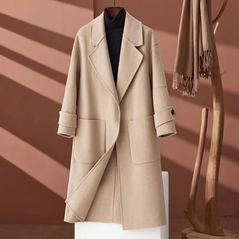 Long Coat Blazer Wanita Hangat Koreaan Style Musim Dingin Cewe Hangat Tebal