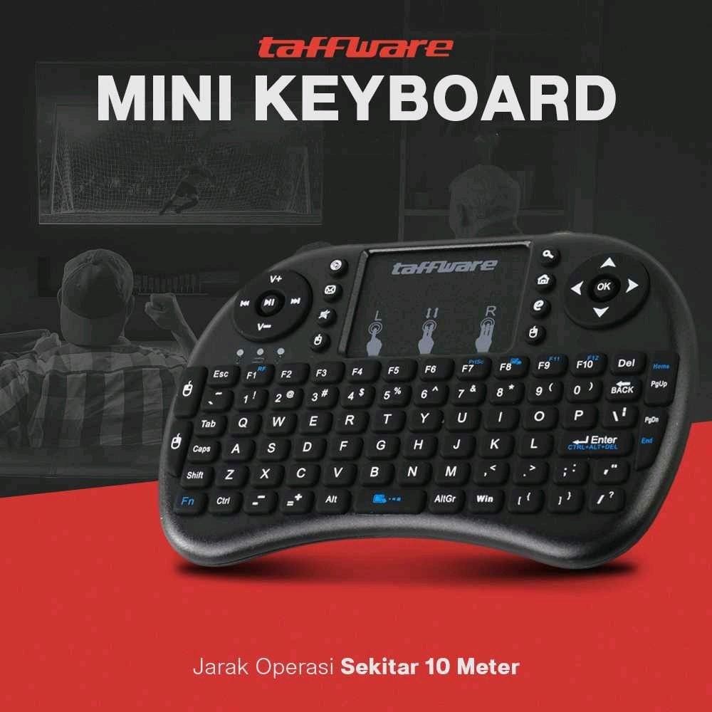 Taffware Mini Keyboard Wireless 2.4GHz Dengan Touch Pad & Mouse - I8 (Varian:Hitam- Kode: OMKY0RBK )