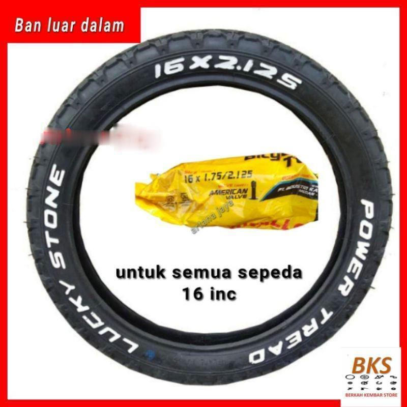 ban luar dan dalam sepeda 16 x 2.125 Lucky Stone 16x2.125 Swallow cocok untuk semua sepeda anak dan 