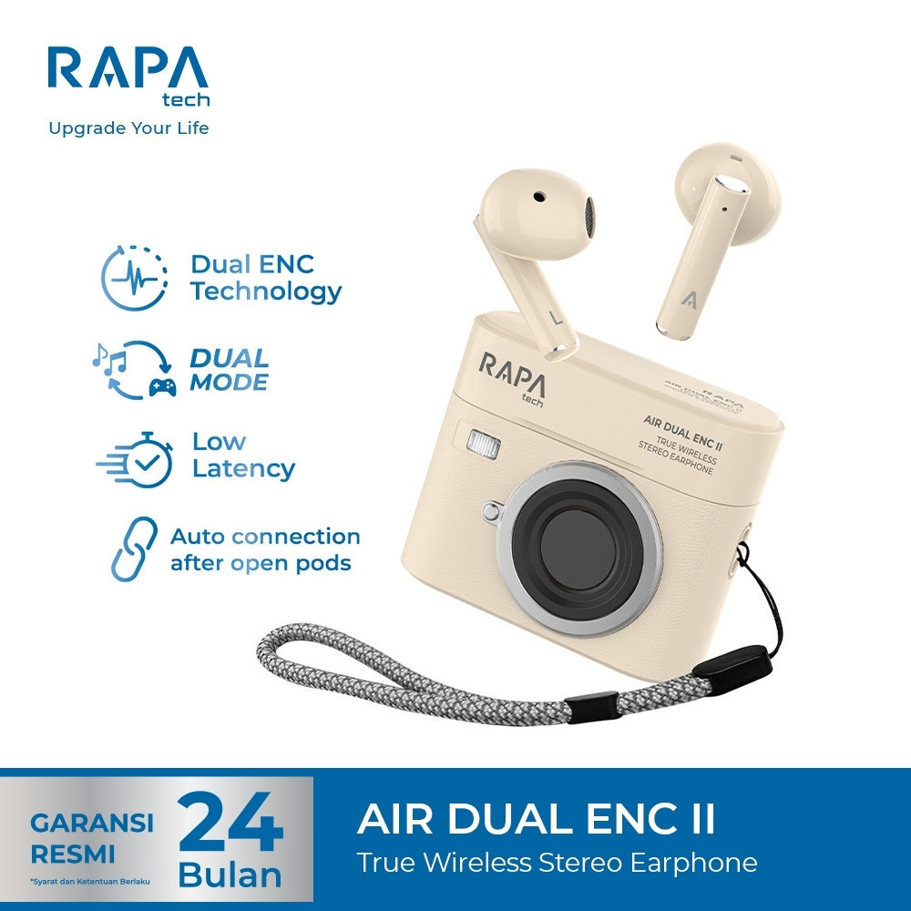 RAPAtech AIR Dual ENC II TW2061 TWS Bluetooth 5.3 Headset Wireless Garansi Original Resmi - Headset 