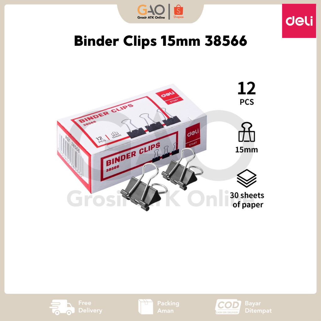 

Binder Clips Deli 15mm Kecil 38566 (1 Box Isi 12pcs)