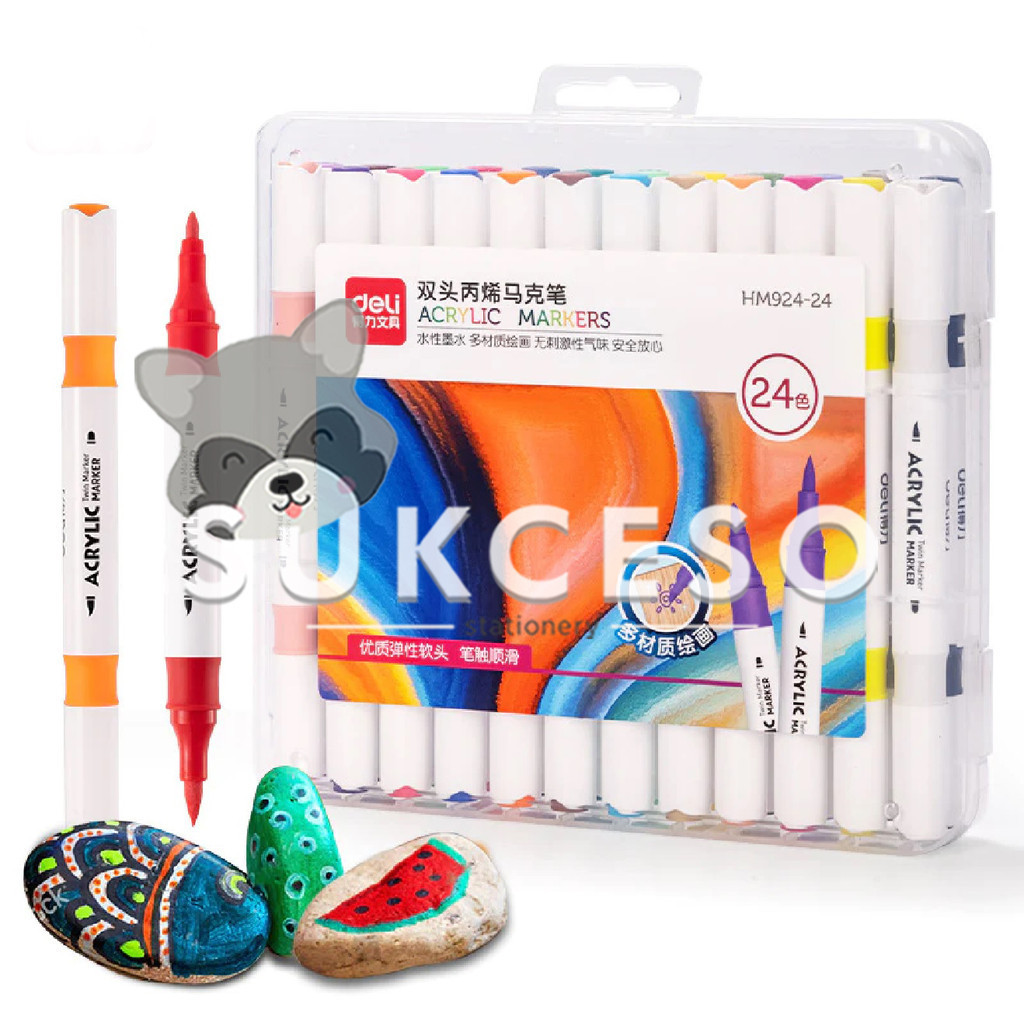 

Deli Acrylic Marker HM924-24 Spidol Cat Akrilik Pena Brush 24 Warna