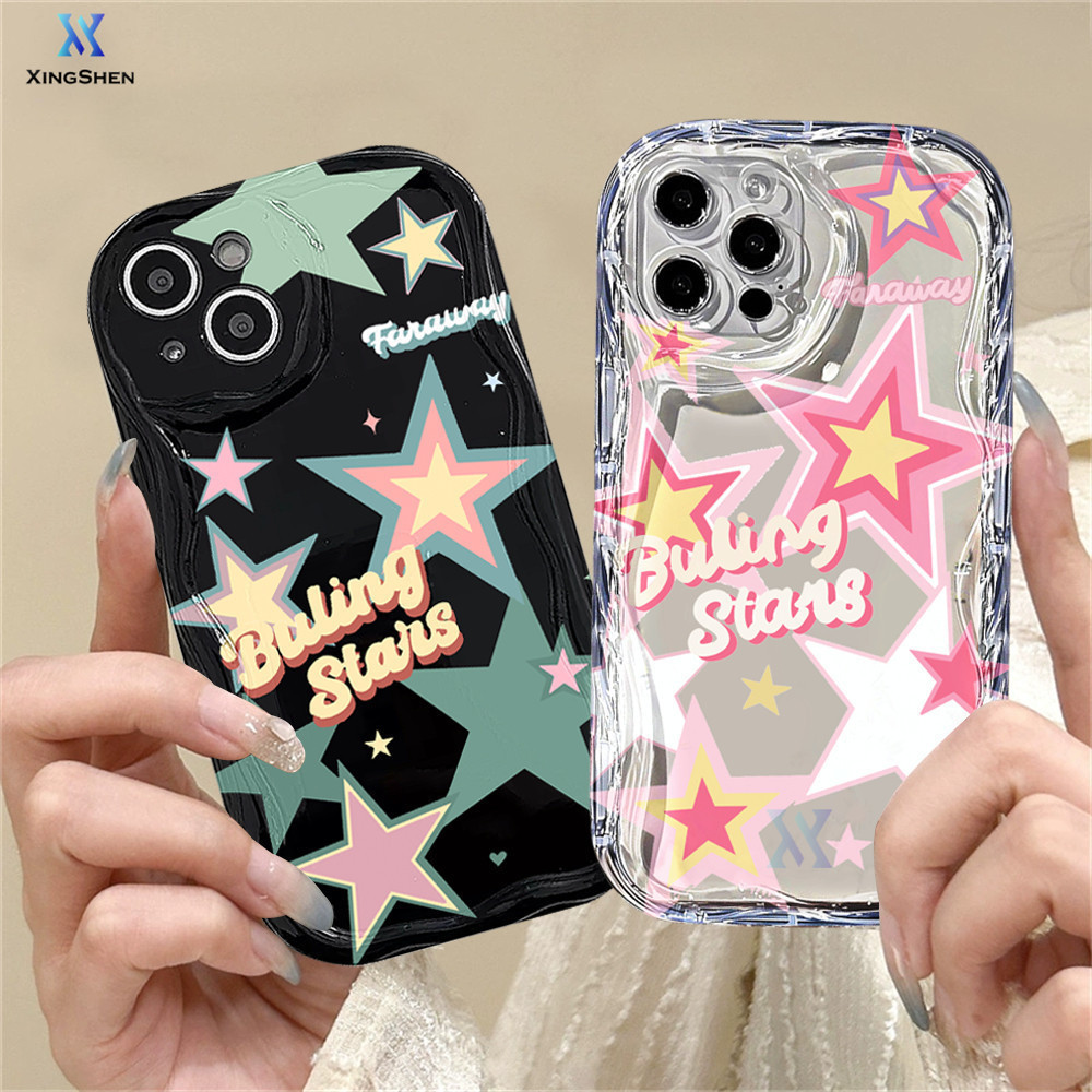 Casing hp Infinix Hot 40i  Smart 8 Hot 30i Note 30 Note 12 G96 Hot 20S Hot 12 Play 11 Play 9 Play Hot 10 Play Smart 7 Smart 5 Smart 6 Simplicity and Fashion Trend Stars Twinkling Wave Edges Soft TPU Phone Case XingShen