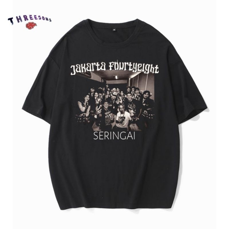KAOS HITAM DEWASA  BAJU JKT 48 X SERINGAI | T-SHIRT DEWASA HITAM JKT48 X SERINGAI VINTAGE | BAJU JKT