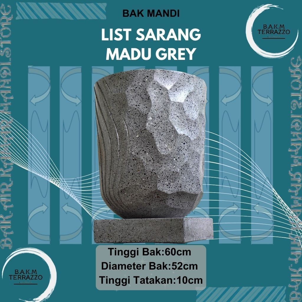 BAK AIR KAMAR MANDI TIPE LIST SARANG MADU GREY | BAK MANDI TERASO | BAK MANDI MINIMALIS