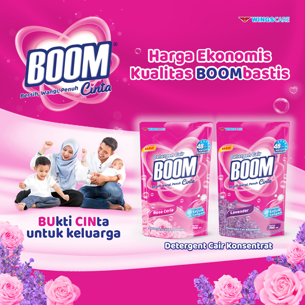Boom Cinta Deterjen Cair Rose 750 Ml x3