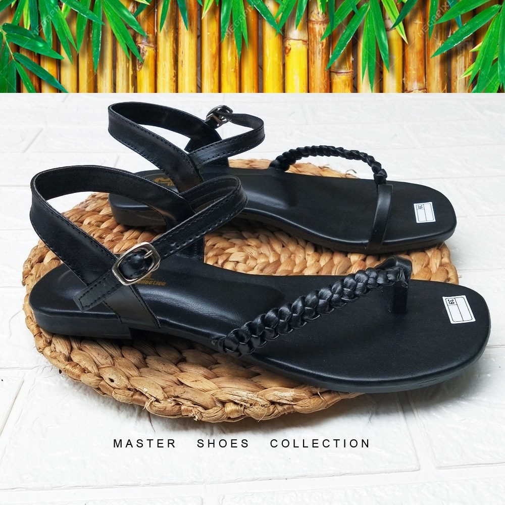 sandal Teplek Jepit Pesta Gesper Tali Belakang Wanita Flat Selop Strap Kepang Japit Remaja Cewek Dew