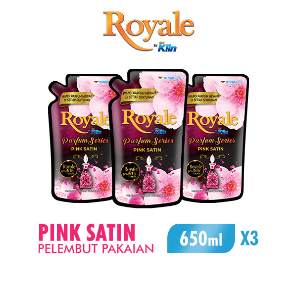 Royale Parfum Series Pelembut dan Pewangi Pakaian Pink Satin 650 ml x3