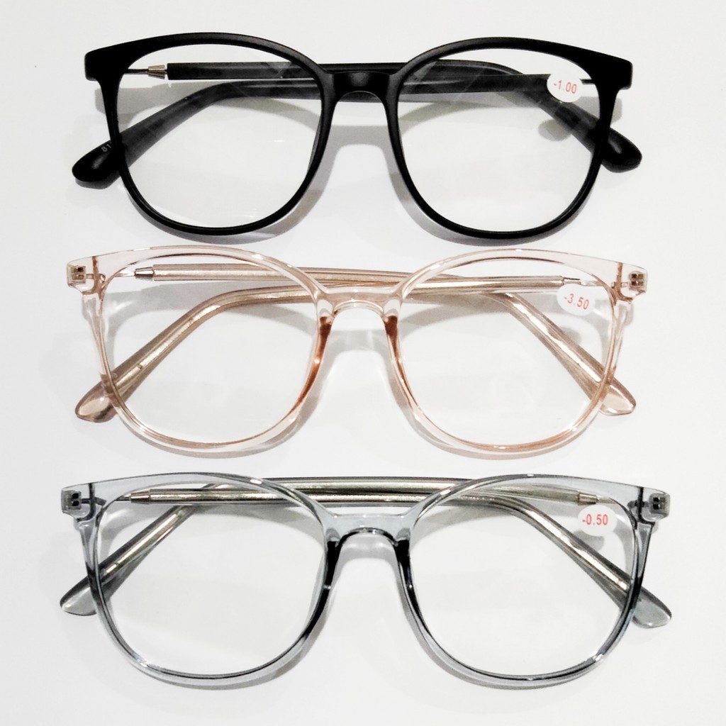 Kacamata Minus Rabun Jauh Pria Wanita Ukuran -0.50 s/d -4.00 warna Hitam Doff, Peach, Abu gagang tul