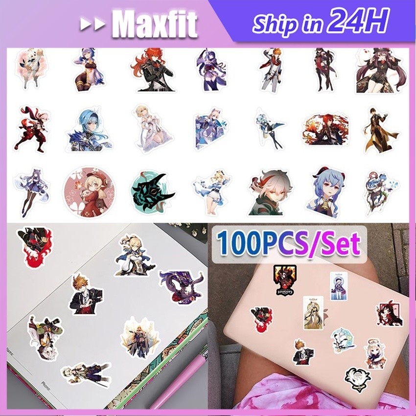 

100Pcs/Set Stiker Anime Game Genshin Impact - Sticker Cartoon Games DIY Fashion Stiker hp iphone Laptop Luggage Skateboard Doodle Decals Stikers