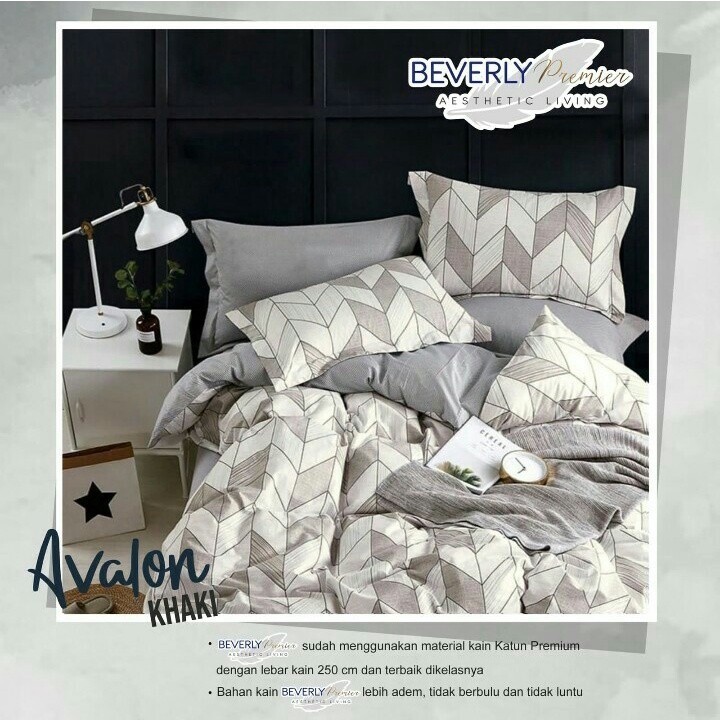 sprei set katun beverly motif avalon khaki