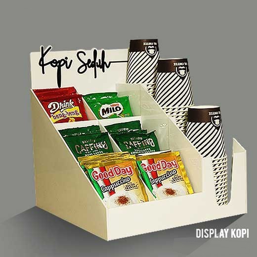 tempat kopi / kopi storage / rak kopi / akrilik display kopi - Putih, Kopi Seduh