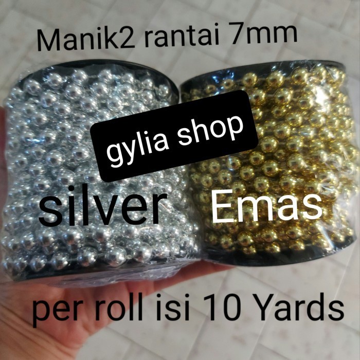Manik Parcel / Manik Dekorasi / Manik Rantai Silver / Emas per roll - silver