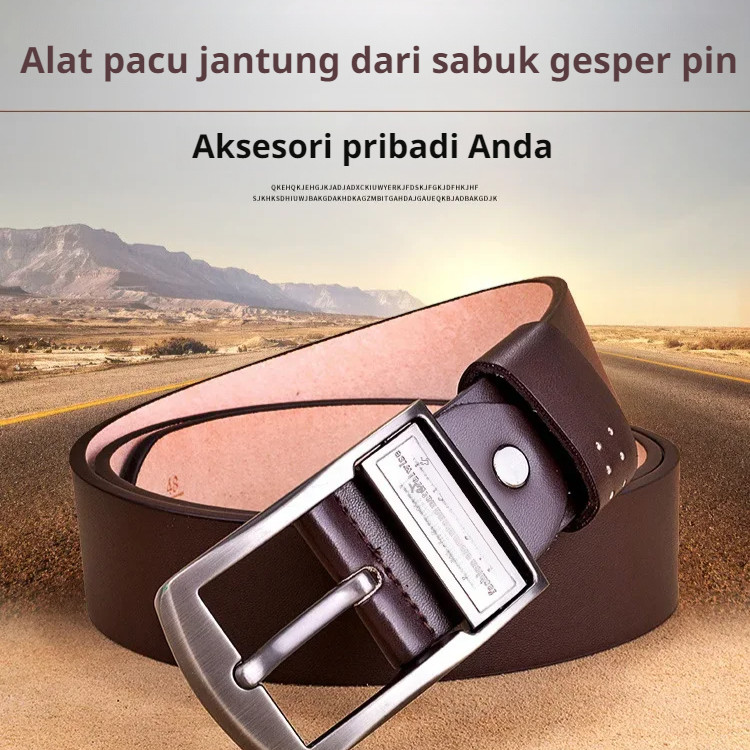 BEST SELLER Sabuk Gesper Jarum Bisnis Lapisan Kepala Sabuk Kulit Sapi Murni Sabuk Pria Sabuk Gesper 
