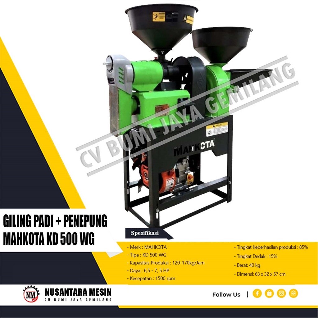 MESIN GILING PADI DAN PENEPUNG MAHKOTA KD 500 WG