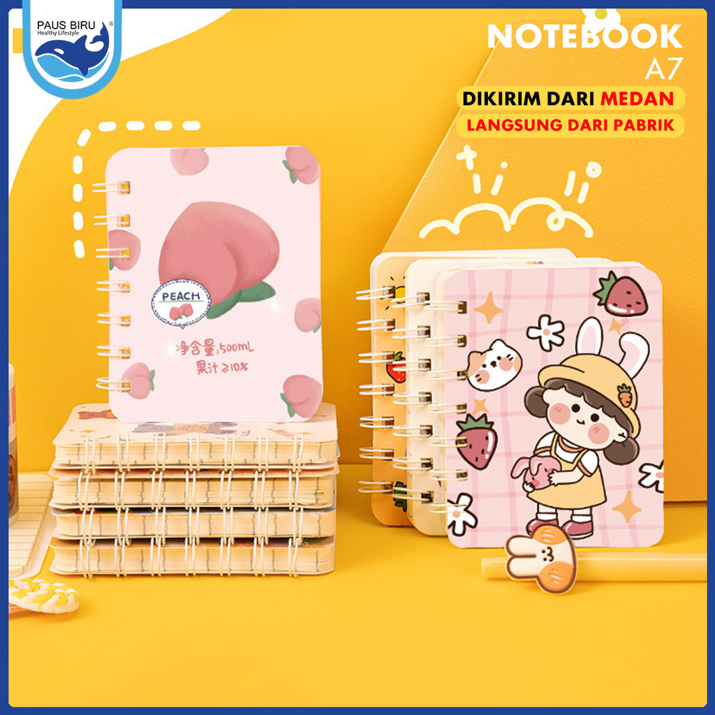

Paus Biru - Scrapbook Notebook Mini A7 Isi 4PCS Buku Kecil Catatan Buku Notes Kecil 50 Lembar [COD]