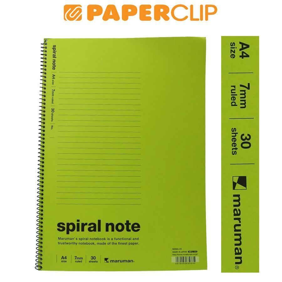 

NOTEBOOK A4 MARUMAN SPIRAL NOTE N639A-33 LIGHT GREEN