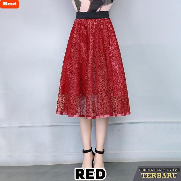 rok wanita kekinian KARAKOREA 1615 Nikita Midi Flare Skirt Rok midi Rok panjang Rok Kerja Rok Wanita