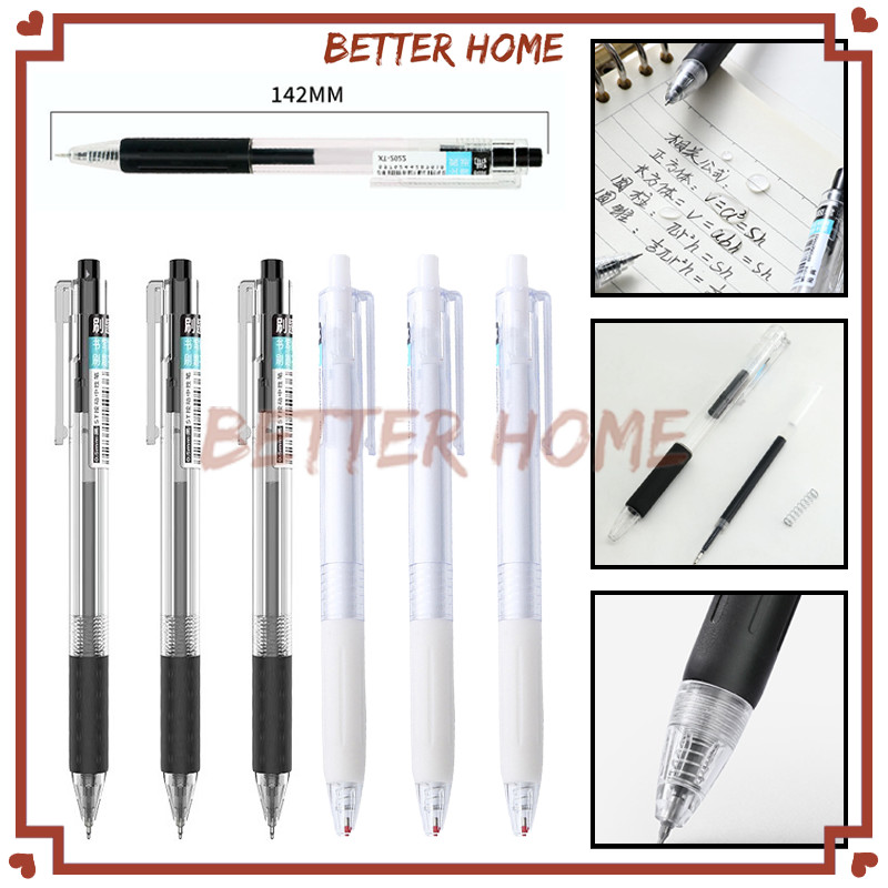 

0.5mm Aesthetic Pen/Simple Pen Putih Hitam Mekanik/Pena Mekanik Cetekan/Bolpoint