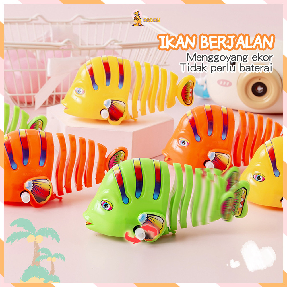 Edden Mainan anak ikan berjalan Mainan ikan bergerak dan menggoyang ekor Clockwork rocking fish