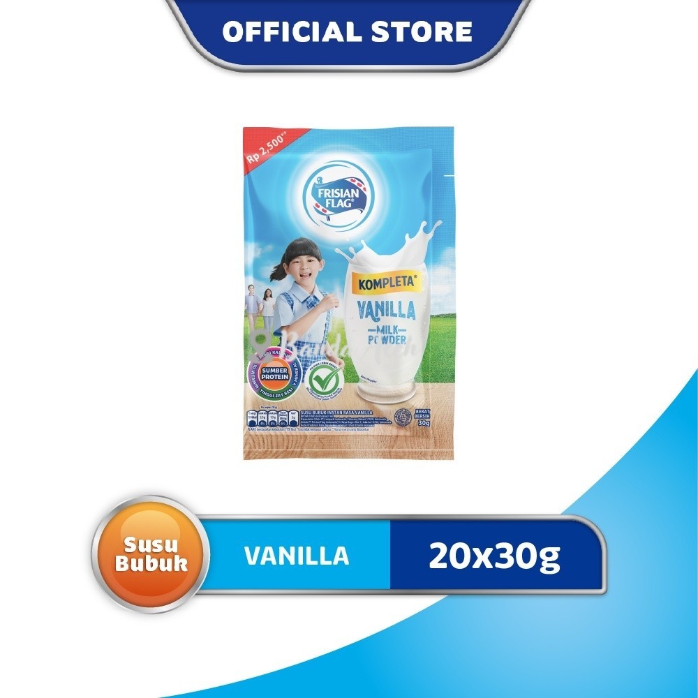 

(Aceh) Susu Bubuk Frisian Flag KOMPLETA Rasa Vanila Sachet 10 x 30 gr x2