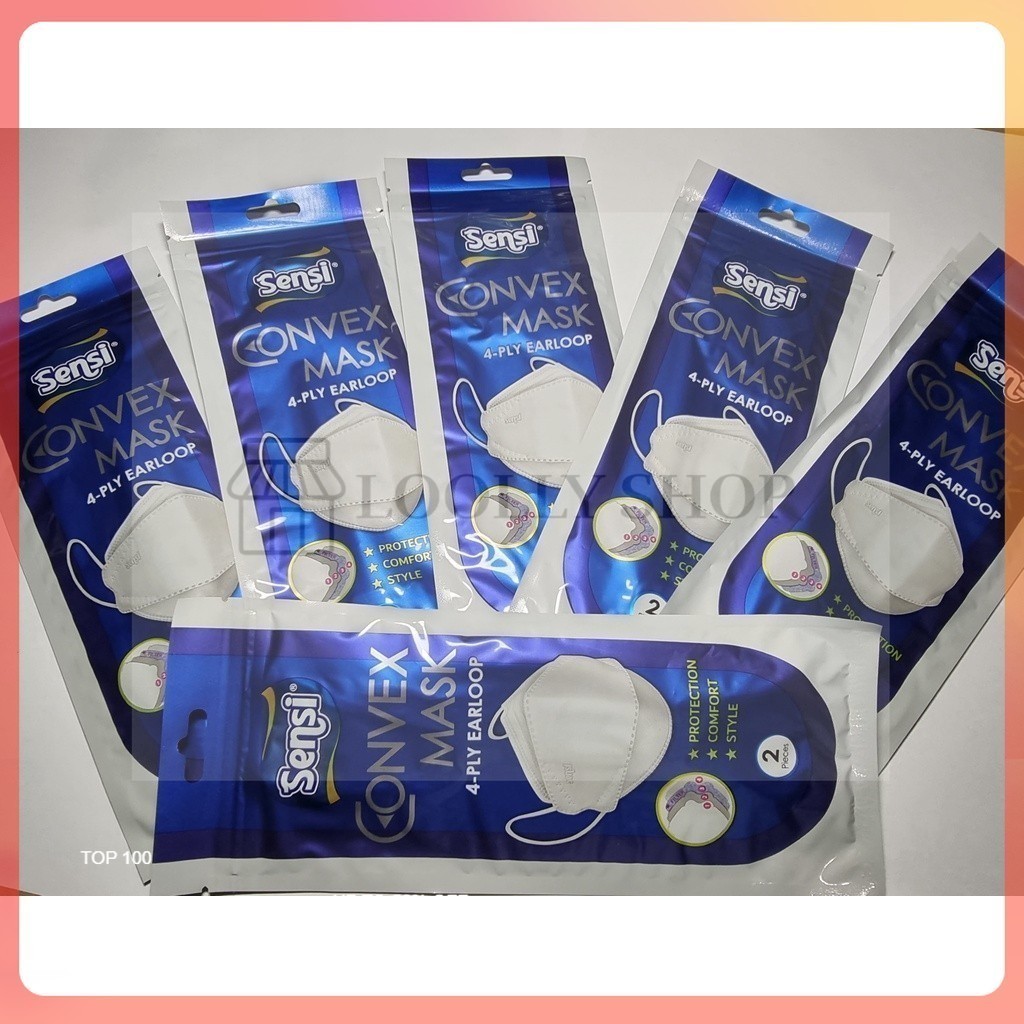 Masker Sensi Convex Mask 4 PLY Earloop isi 2 pcs Sachet Sensi Convex