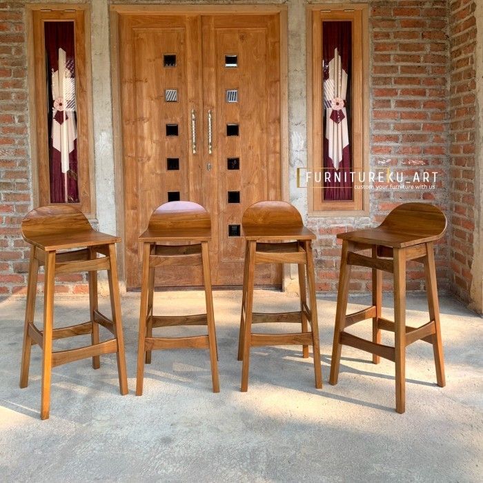kursi bar kayu jati | kursi cafe bar kayu jati