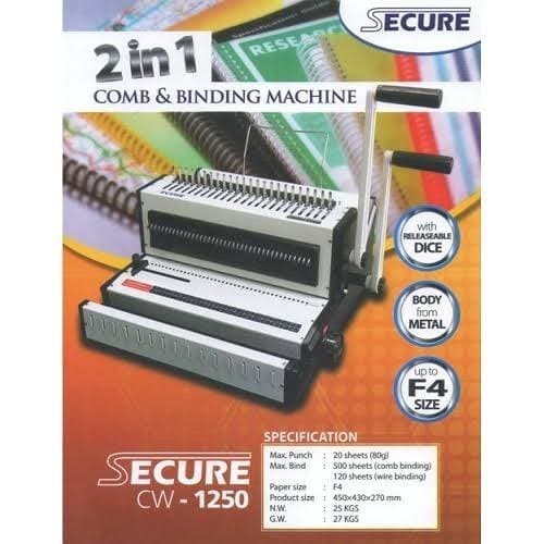 

Mesin Jilid SECURE CW-1250 - Alat Jilid F4 Spiral Kawat dan Plastik CW1250 Binder RJ4