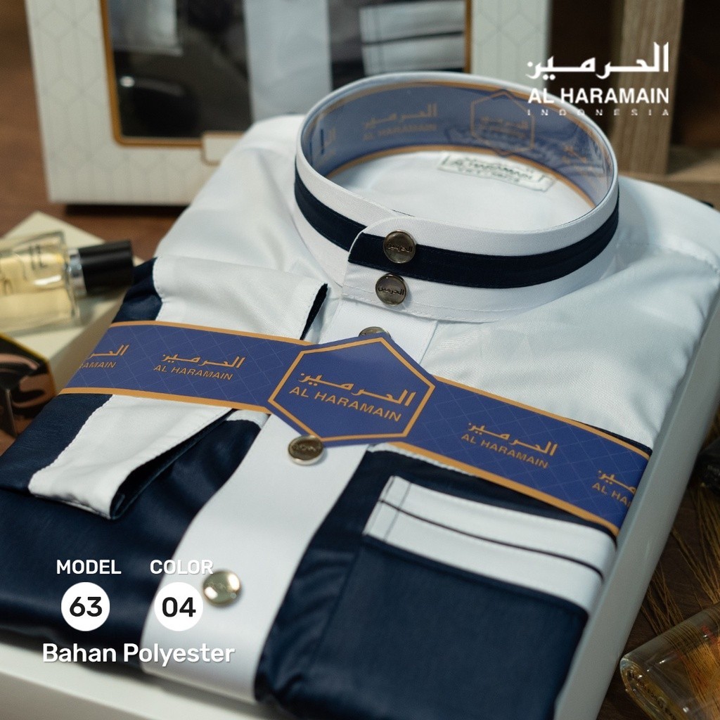 Jubah / Gamis Dewasa Bisa COD AL Haramain Premium Kombinasi (63) | Navy | Biru Keabuan